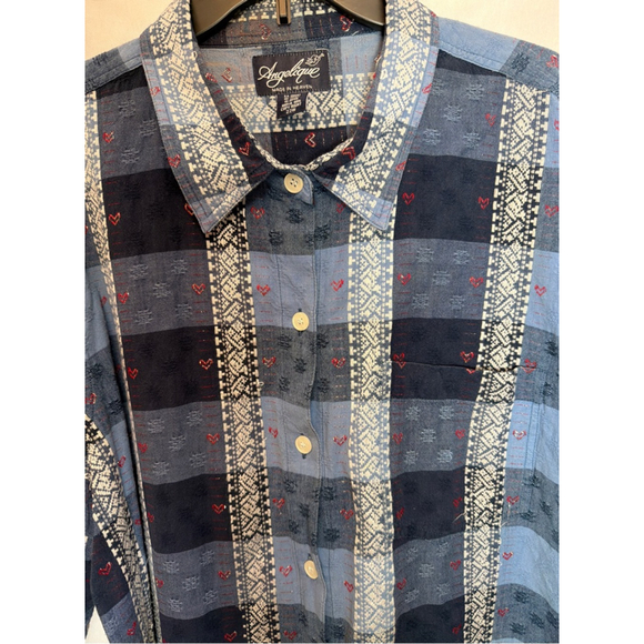 Angelique Made In Heaven Woven Hearts Folk Shirt Plus 22W Y2K Cottagecore Indie - Picture 2 of 6